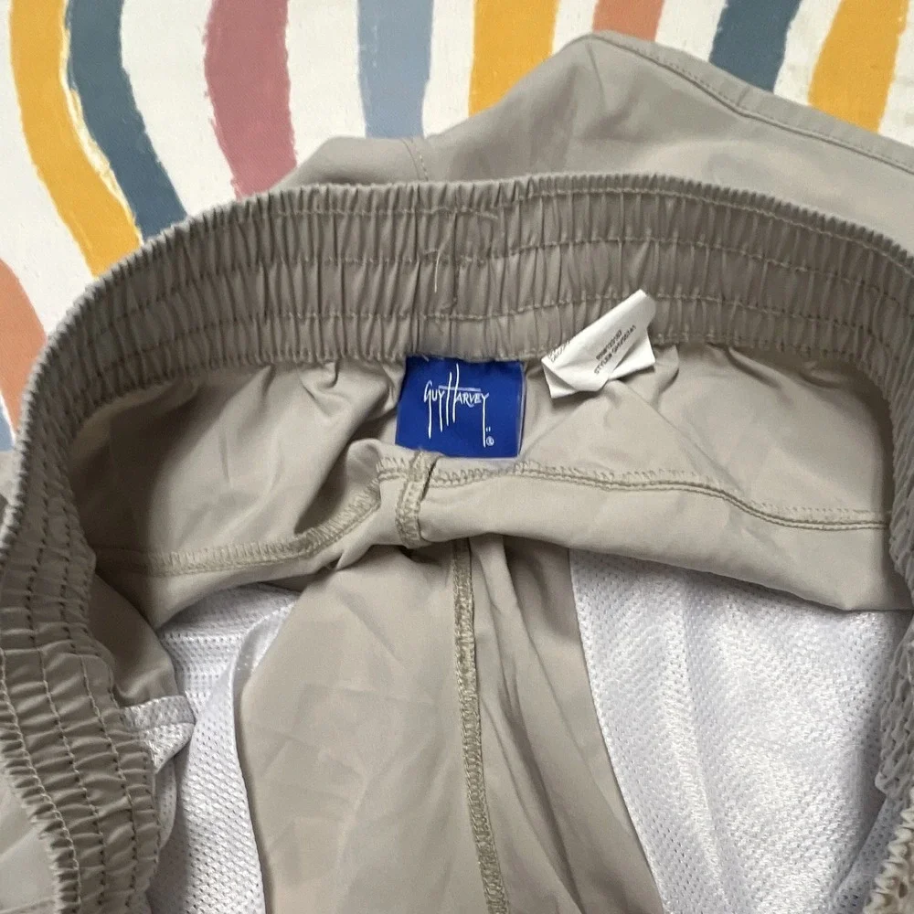 Guy Harvey Men's Gray SwimShortsSolid MeshPolyester Drawstring Pockets018.5